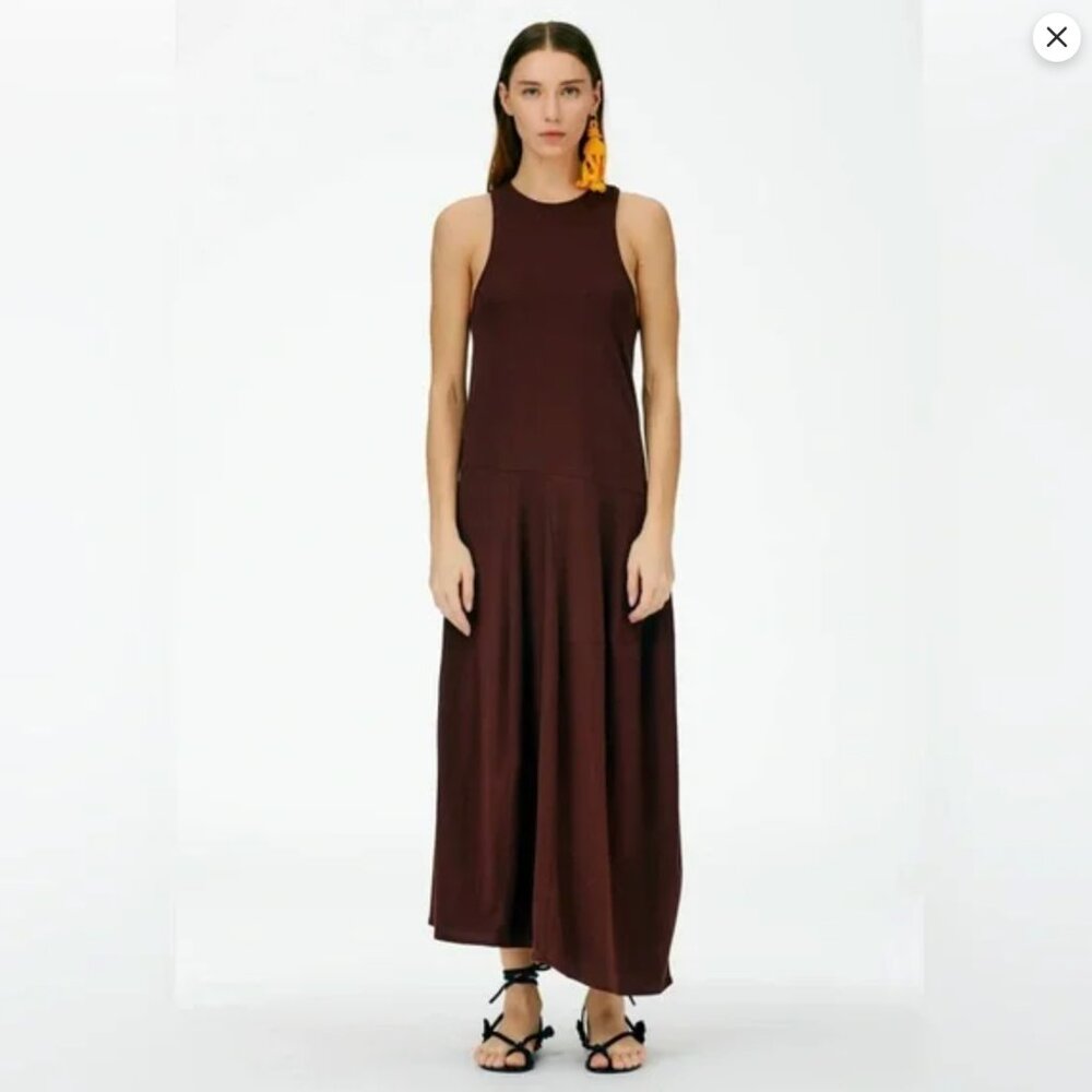 Tibi T-Shirt Sleeveless Dress Brown